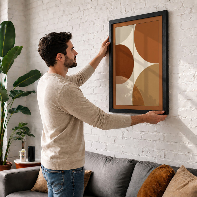 Earth Circles Mid-Century - Framed Print, A1 - 84.1 x 59.4 cm, Oak