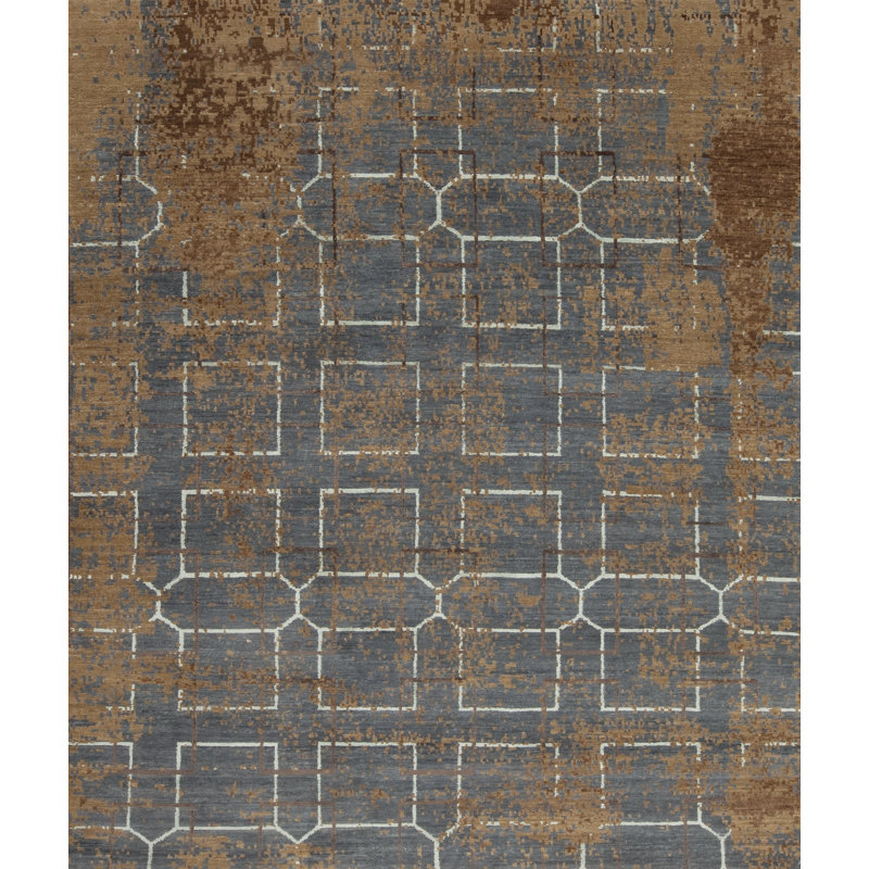 Modern Tibet Hand Knotted Area Rug, Rectangle 9' x 12'