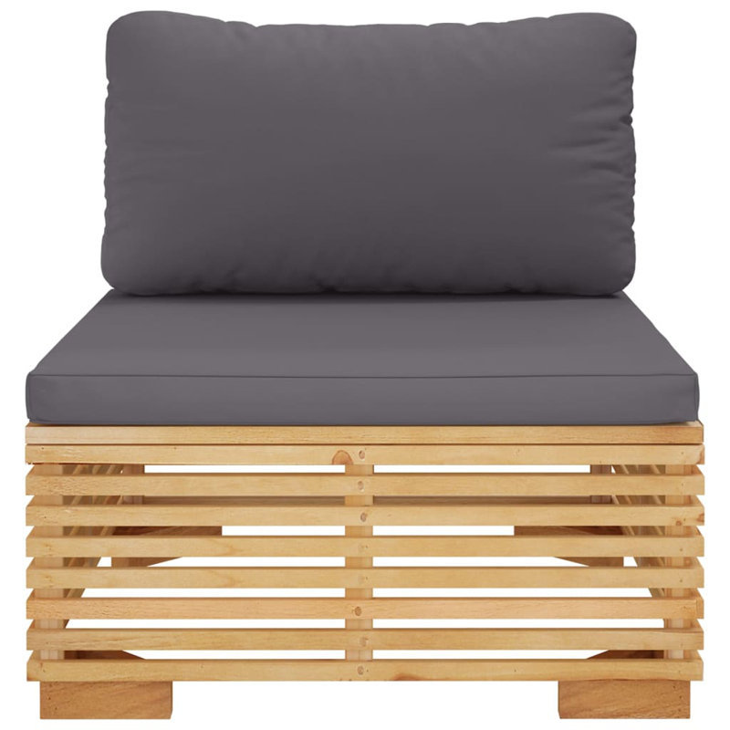 27.4'' Wide Wood Patio Sofa with Cushions, Dark Gray