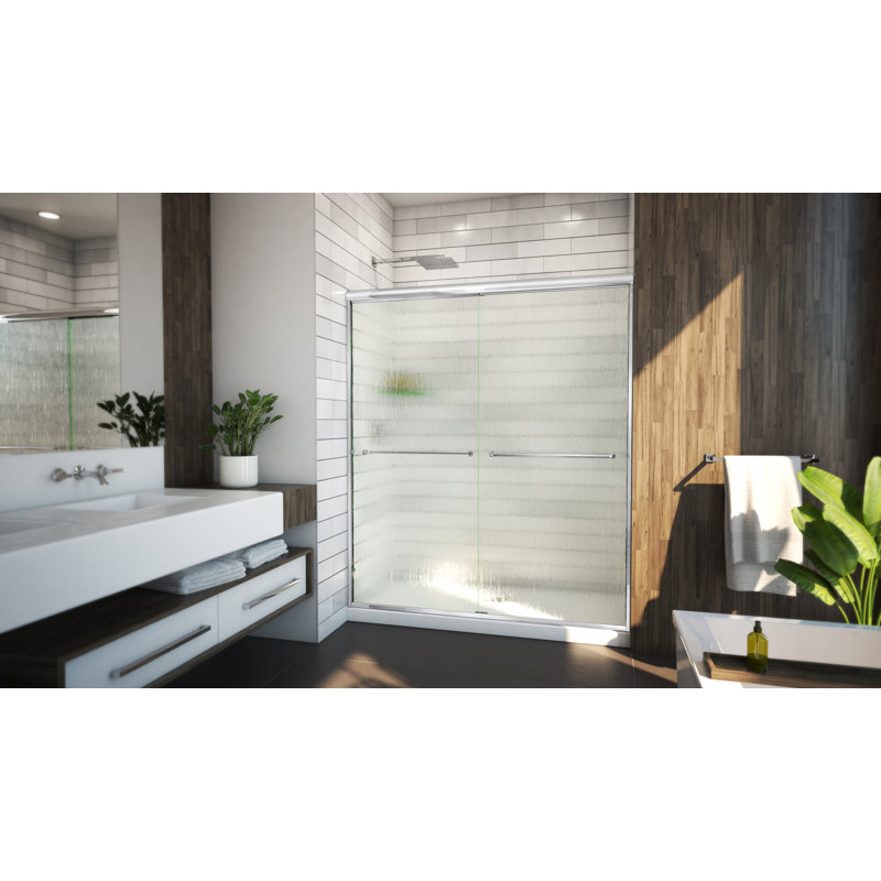 Porte de douche sans cadre Ese l 56 "x H 80" Ese, Réversible, Chrome poli