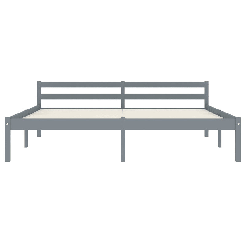 Aaryahi Solid Wood Bed, Grey, European Kingsize (160 x 200 cm)