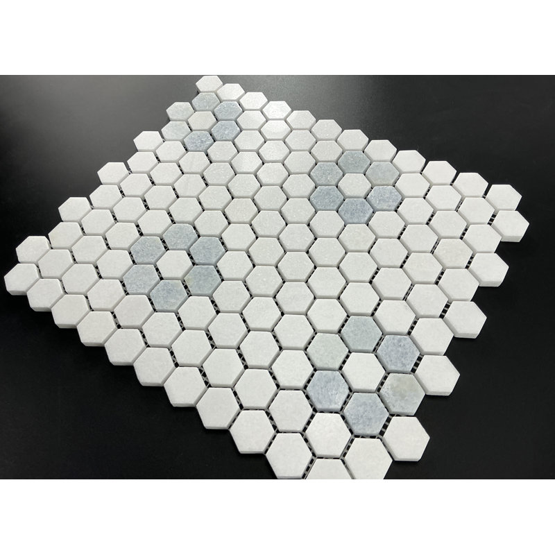 Carreau de mosaïque en marbre et en nid d'abeille 1 po x 1 po Thassos