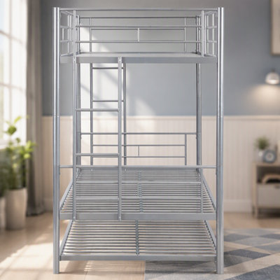 METAL BUNK BED WITH TRUNDLE  SILVER