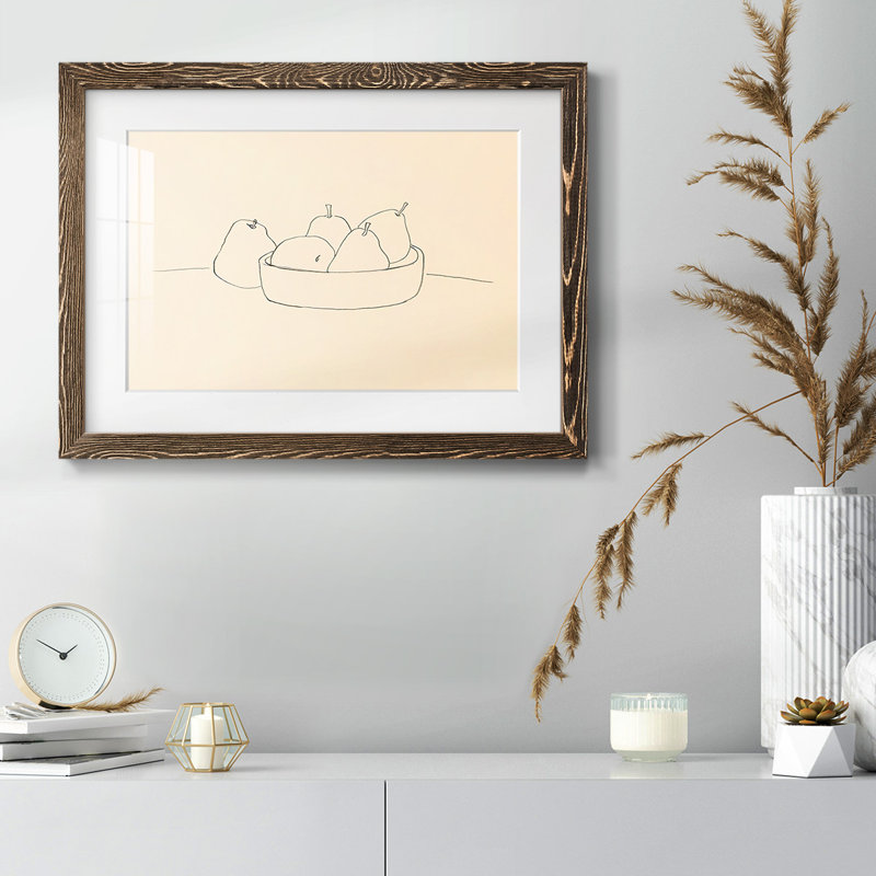 Dessin au trait de fruits II - cadre photo unique, Noyer, H 26 po x l 38 po x P 1,5 po