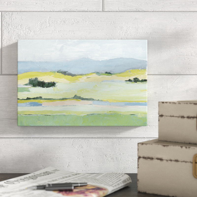 «Pastel Hills II», peinture sur toile, H 8 po x l 12 po x p 1,25 po, Toile tendue