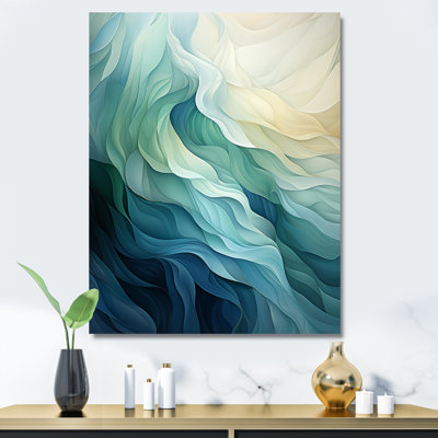 Gree And White Sway Wave Serenity IV - Geometric Wall Art