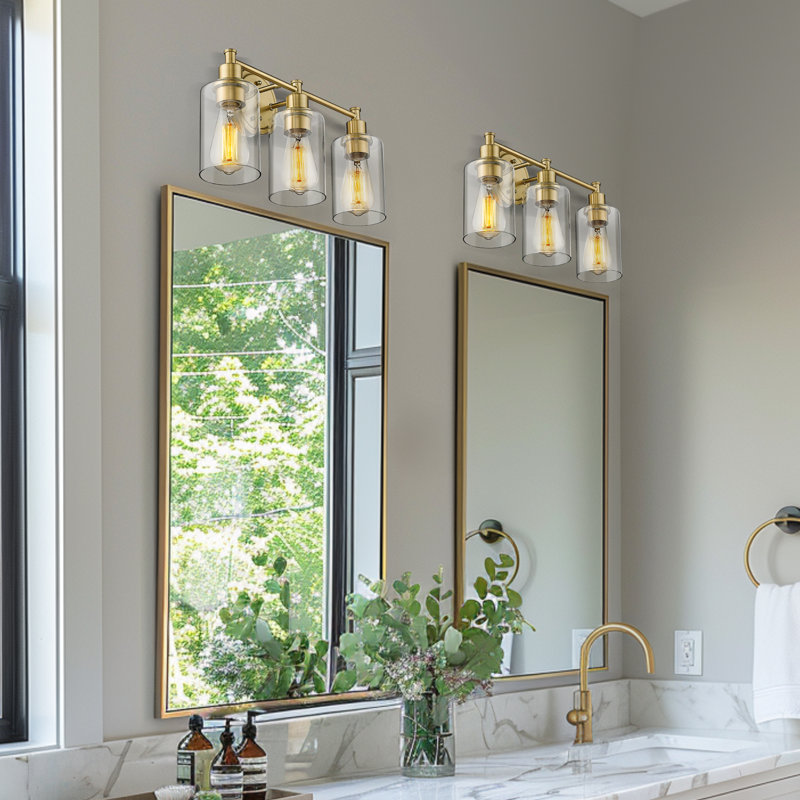 3 - Light Dimmable Vanity Light, Gold