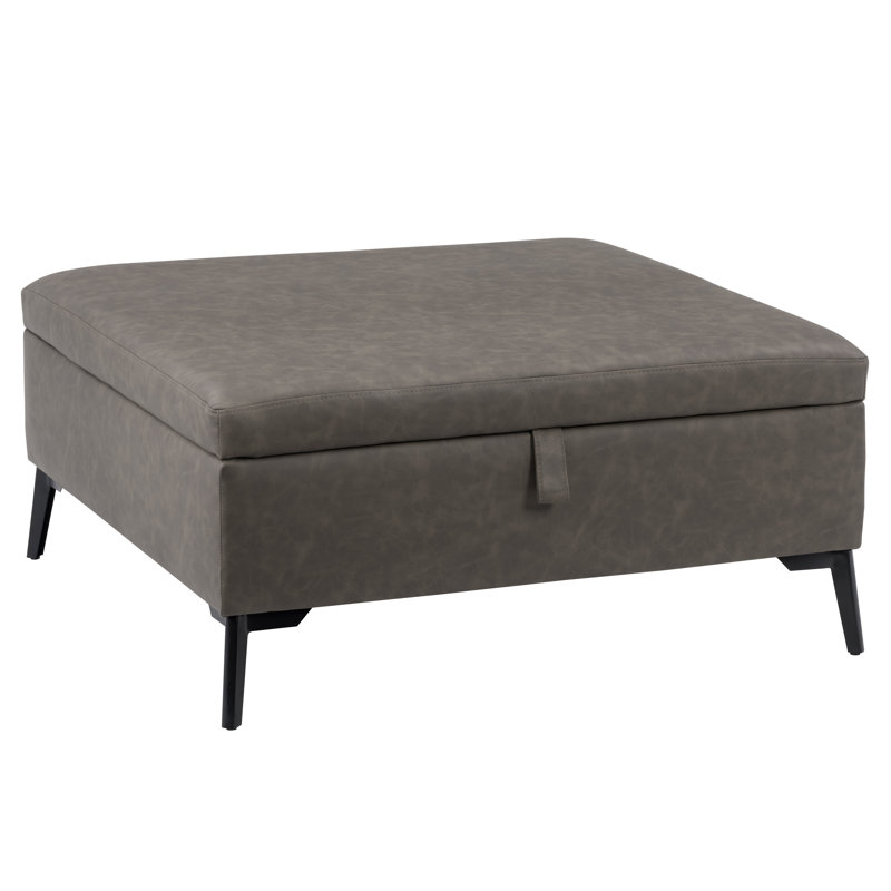Mychel Upholstered Ottoman, Gray Faux Suede
