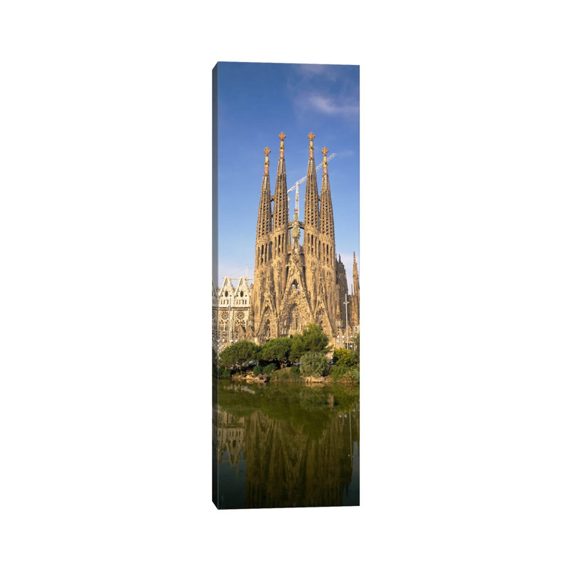 Low Angle View Of A Cathedral, Sagrada Familia, Barcelona, Spain by Panoramic Images - Wrapped Canvas Panoramic Print
