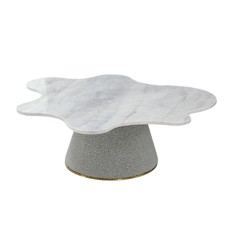 Serena Marble Coffee Table, Gray, 15" H x 39.4" L x 47.2" W