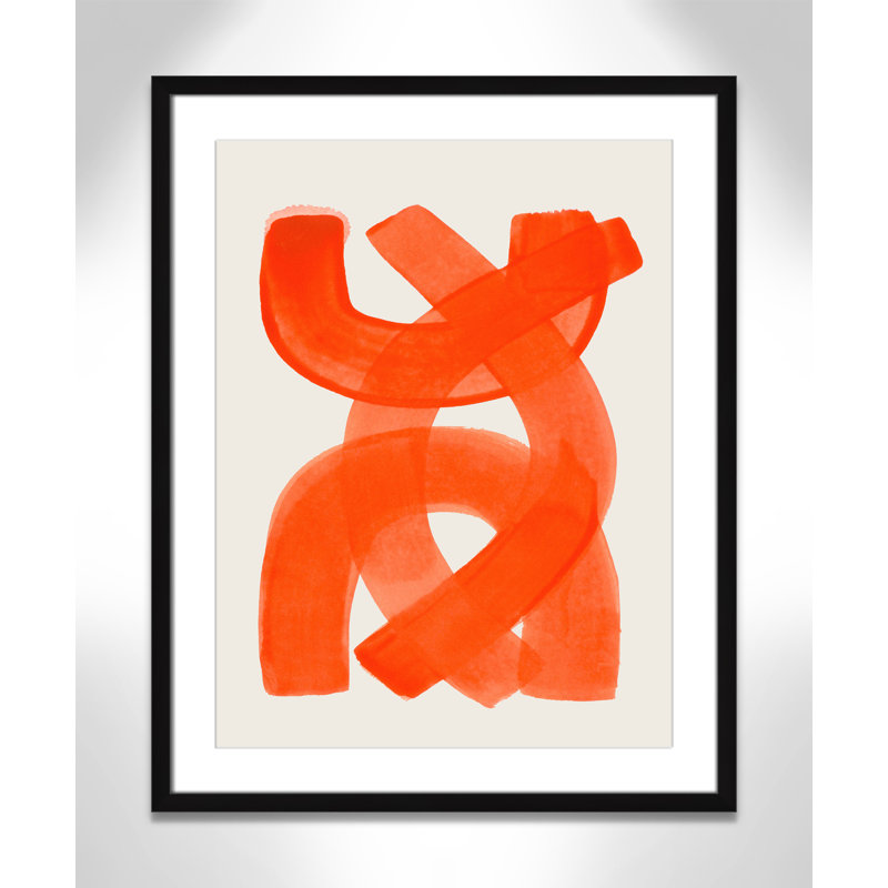 «Orange Strokes Print» par Haniff, 23.5'' W x 29.5'' H, Imprimé mat, Satin Black