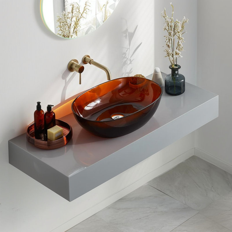 Boat Sink Resin Bathroom Sink, Brown