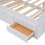 Structure de lit double en bois avec fonction de rangement avec tête de lit avec prises de courant, structure de lit extensible avec lit gigogne simple avec trois tiroirs avec fonction de rangement, fini blanc-173286286-173286289