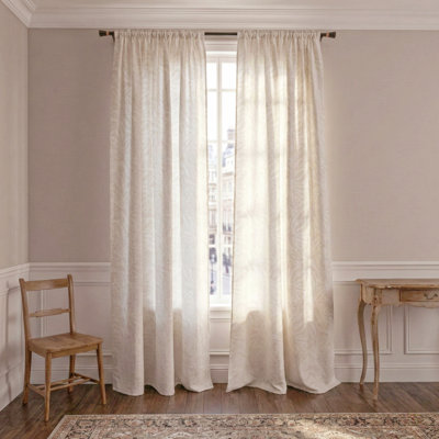 Paire de rideaux semi-transparents aspect lin