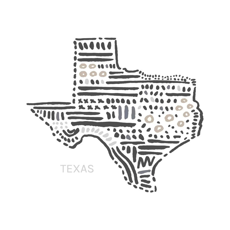 Texas - impression sur toile tendue, H 12 po x l 12 po x P 0,75 po