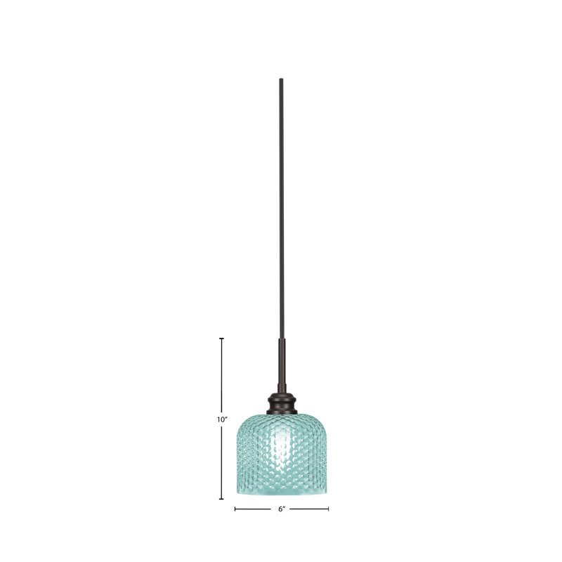 Mini-luminaire suspendu avec cordon en verre texturé 6 po Edge, Espresso, Cyan