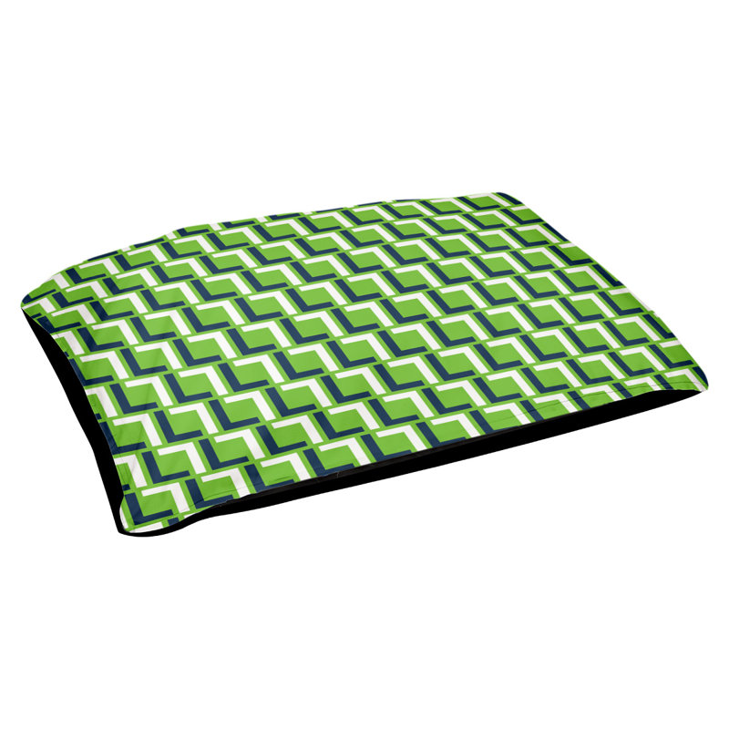 Lit pour chat Dupoint Designer, Moyen (L 42,5 po x l 32,5 po), Bleu marine université / blanc / vert action