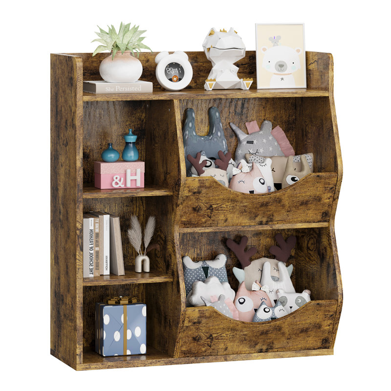 36cm H X 31.9cm W Solid Wood Toy Storage Kids Bookcase, Brown