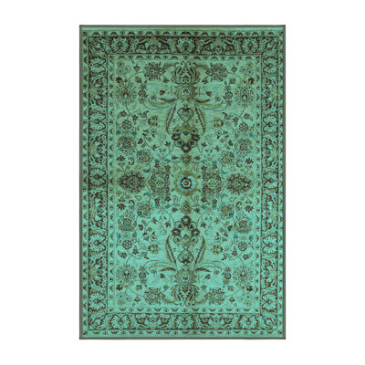 Tapis oriental bleu en laine / polyester tissé à la machine Areswell