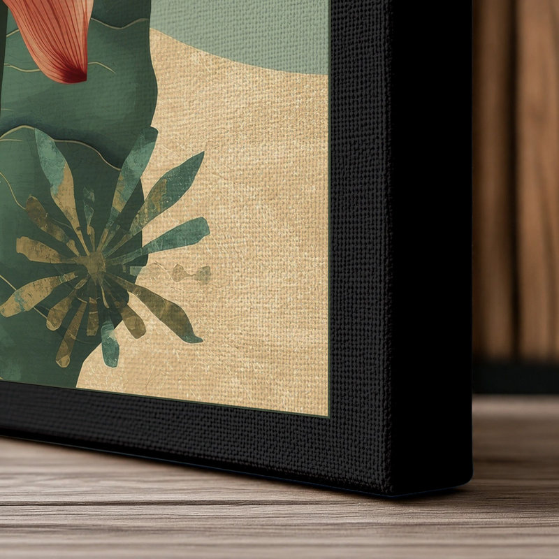 Lotus in Bloom Botanical - Wrapped Canvas, 24x16 - 61.0 x 40.6 cm, Black Border