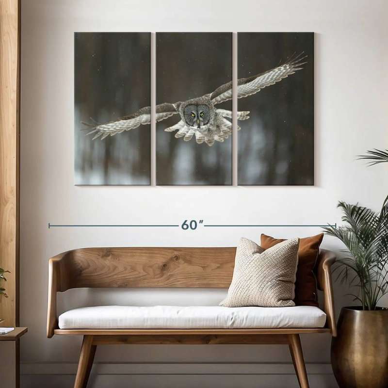 Flying Great Gray Owl, 32" H x 50" W