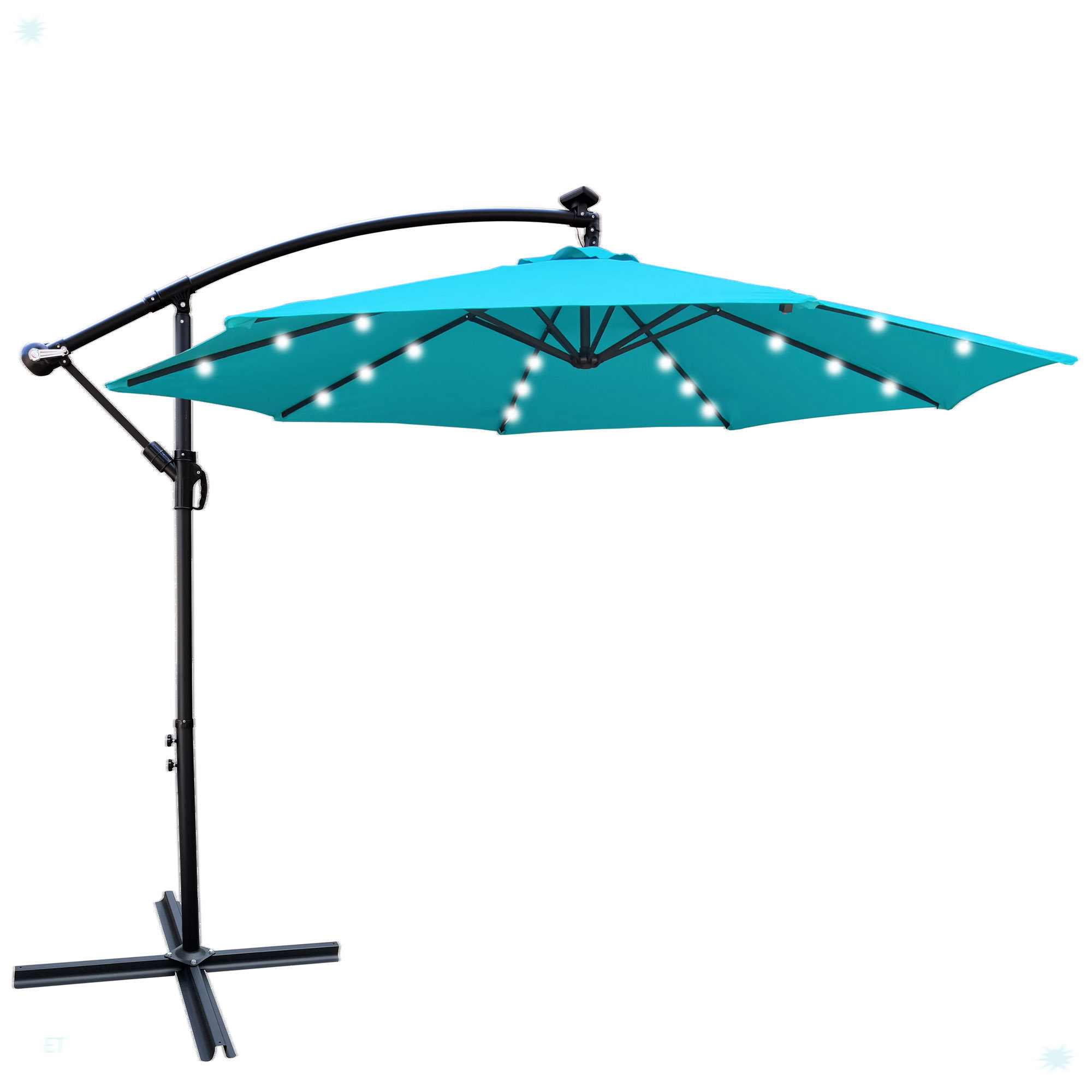 Latitude Run® 10Ft Outdoor Patio Umbrella Solar Powered LED Lighted Sun