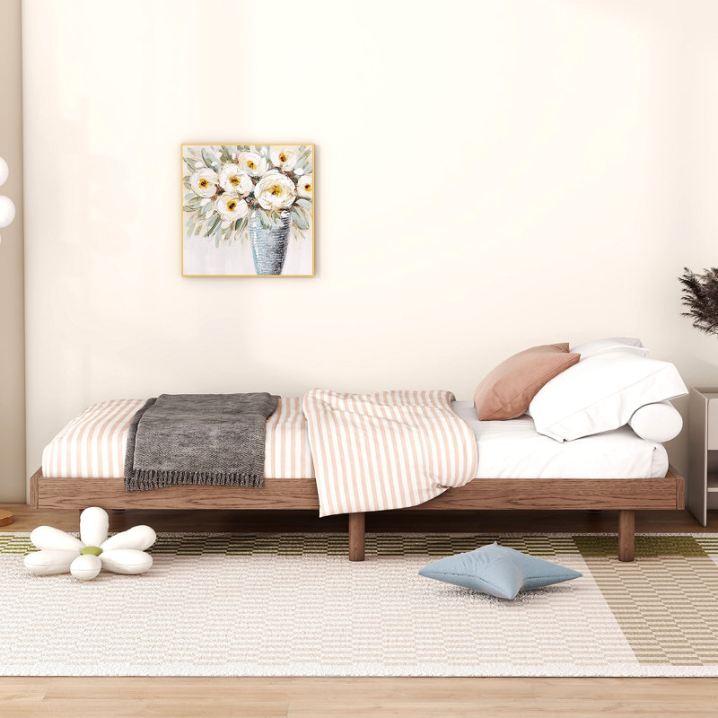 Floating Platform Bed Frame, Twin, Walnut
