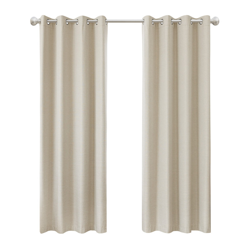 Paire de rideaux occultant 100% coton brossé avec œillets (2 panneaux), L 52 po x L 96 po, Lin lin