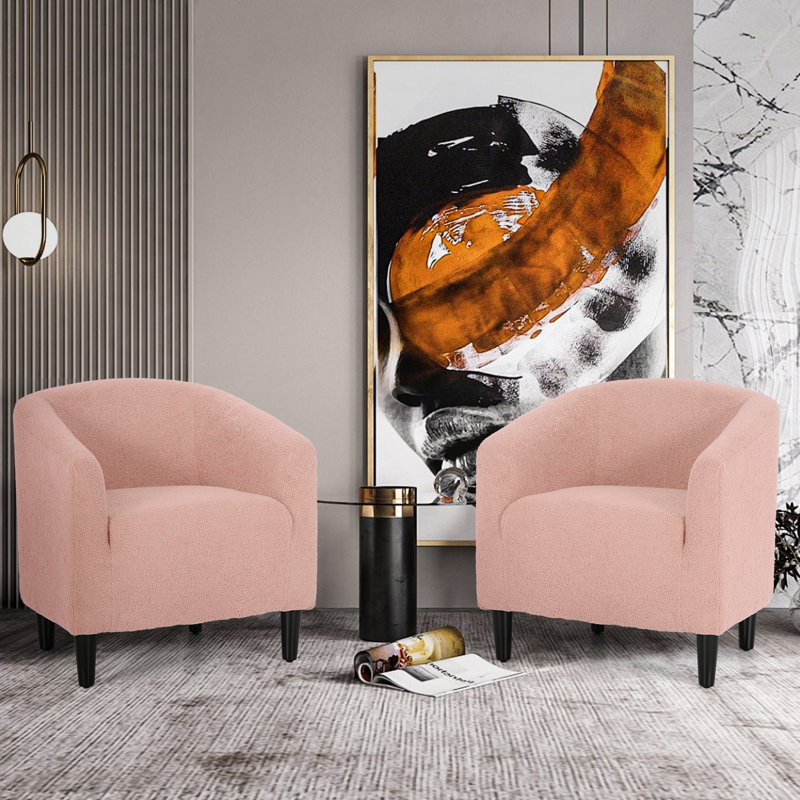 Fauteuil d'appoint en forme de tonneau Hast , Polyester rose doux