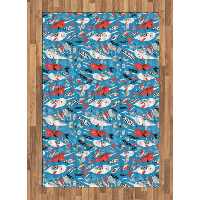 Tapis décoratif Narwhal, Rectangle— 4 pi x 5 pi 8 po