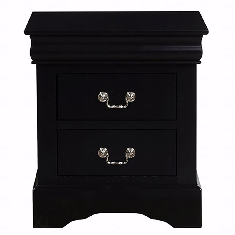 2-Drawer Bedroom Nightstand, Black