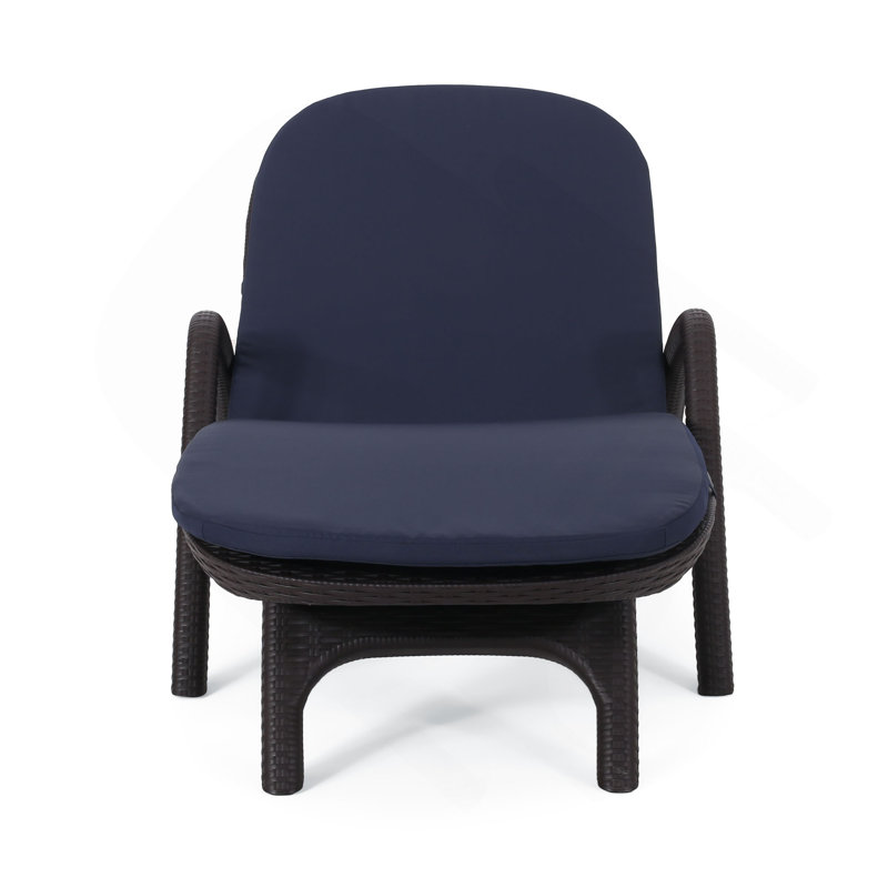 Chaise longue avec coussin Mikael, Bleu très foncé