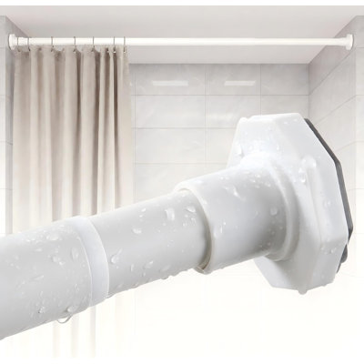 Tringles à rideau de douche à tension sans perçage, 29 à 85 pouces, tringles à rideaux à tension de ressort pour les fenêtres, tringle de douche réglable pour la salle de bain, tringles à tension robustes pour différents types de murs, blanc
