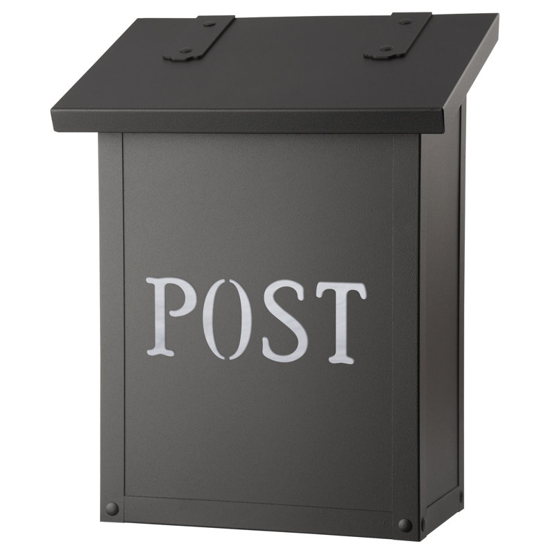 Brass Wall Mounted Mailbox, Wispy White, Textured Black