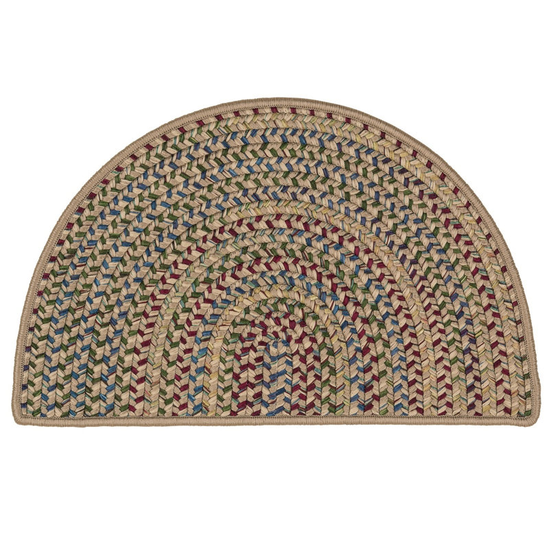 Shick Geometric Kitchen Mat, Natural, Semi-Circle 1'6" x 2'6"