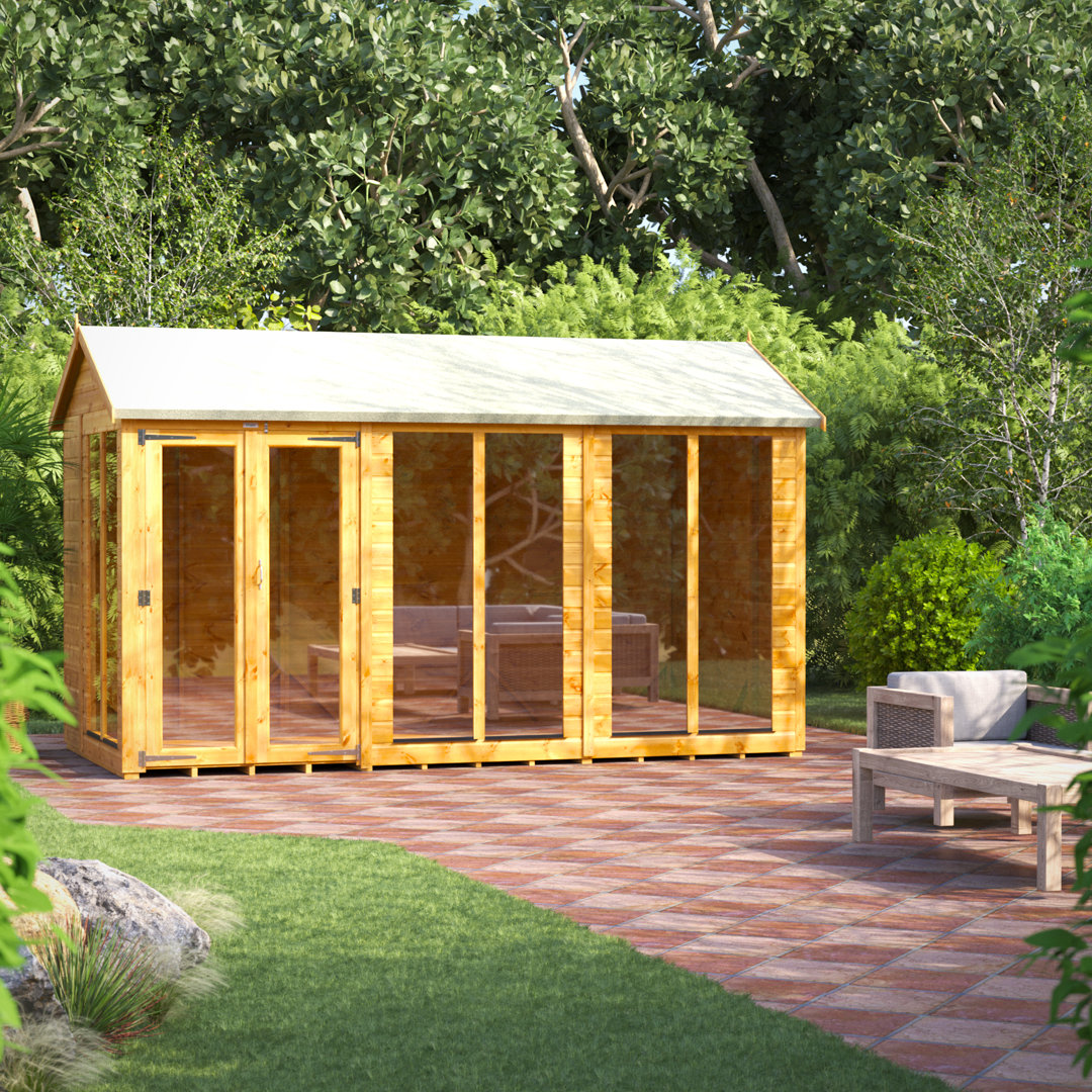 Power Apex 12' x 6' Summerhouse - Brown - Tongue and Groove Timber - Easy Assembly - Image 3