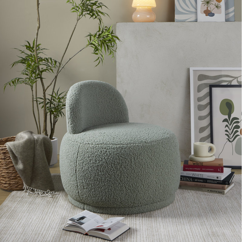 Alara Side Chair with Sherpa Fabric, Green Fabric