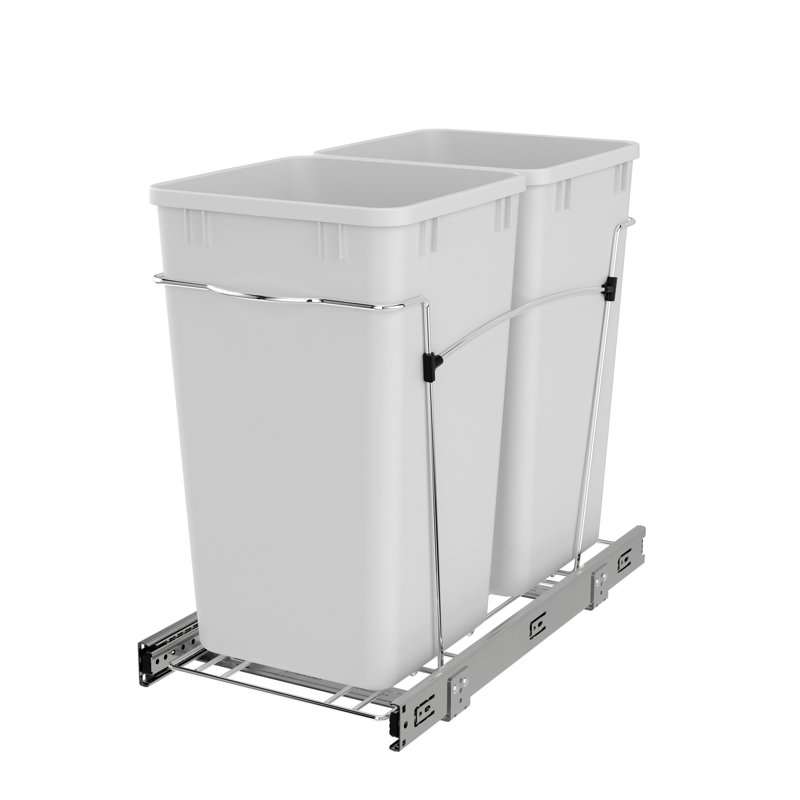 Poubelles coulissantes doubles Rev-A-Shelf pour la cuisine, Blanc, 27 pintes
