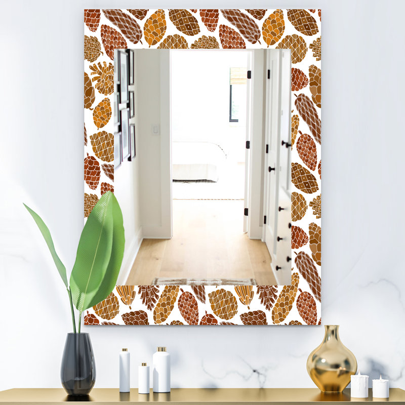 Miroir mural traditionnel à cônes de pin, H 24 po x l 32 po