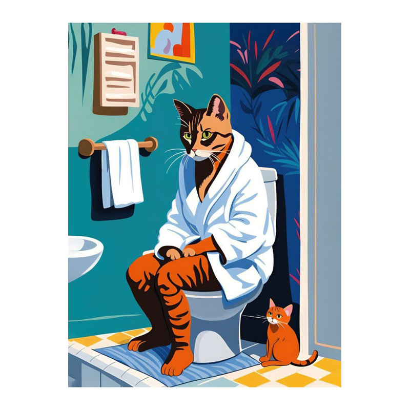 Tapis décoratif à motif de chat blanc, Tapis de couloir 2 pi 6 po x 6 pi 7 po 