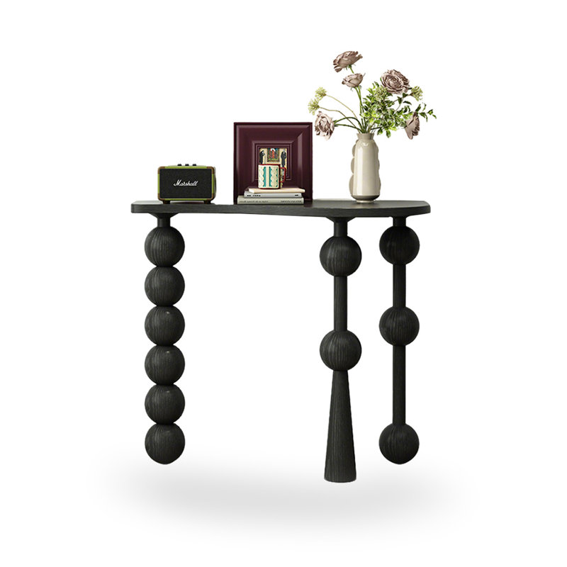 Black Solid Wood Rectangular Shape Console Table, 33.46” H x 47.24” W x 13.78” D