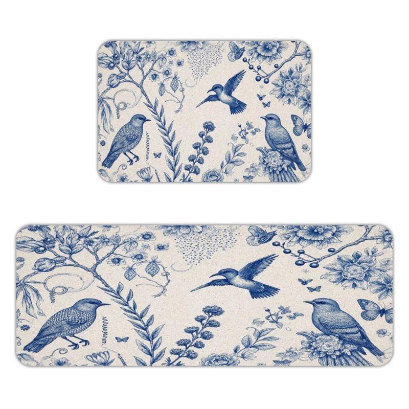 Ensemble de 2 tapis de cuisine Blue Bird & Floral