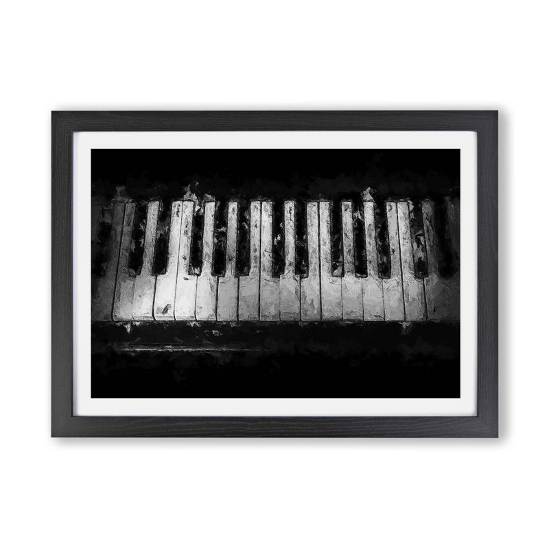 Broken Piano Keys - Framed Print, 45cm H x 63cm W x 2cm D, Black