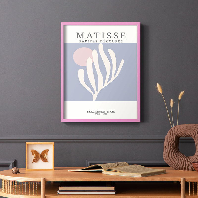 Matisse CDxxxviii, reproduction encadrée - bois massif, Cadre photo rose simple, H 10 po x l 8 po