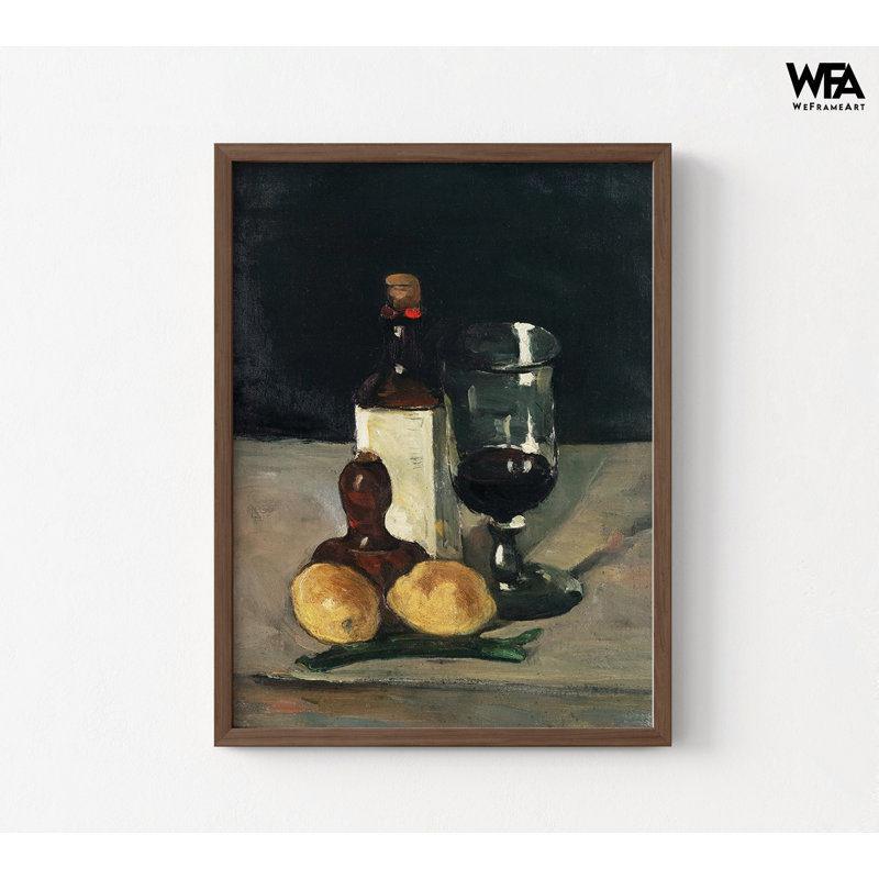 Nature morte avec bouteille, verre et citrons par Paul Cezanne, H 12 po x l 16 po