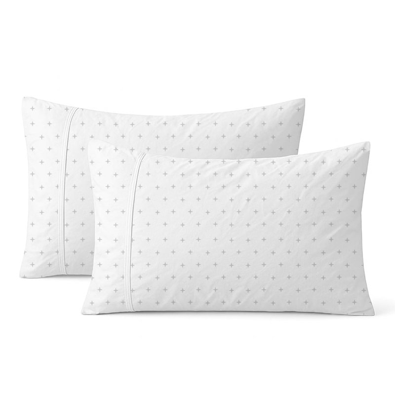 Plus Embroidered Cotton Sheet Set, Light Gray, California King Sheet Set