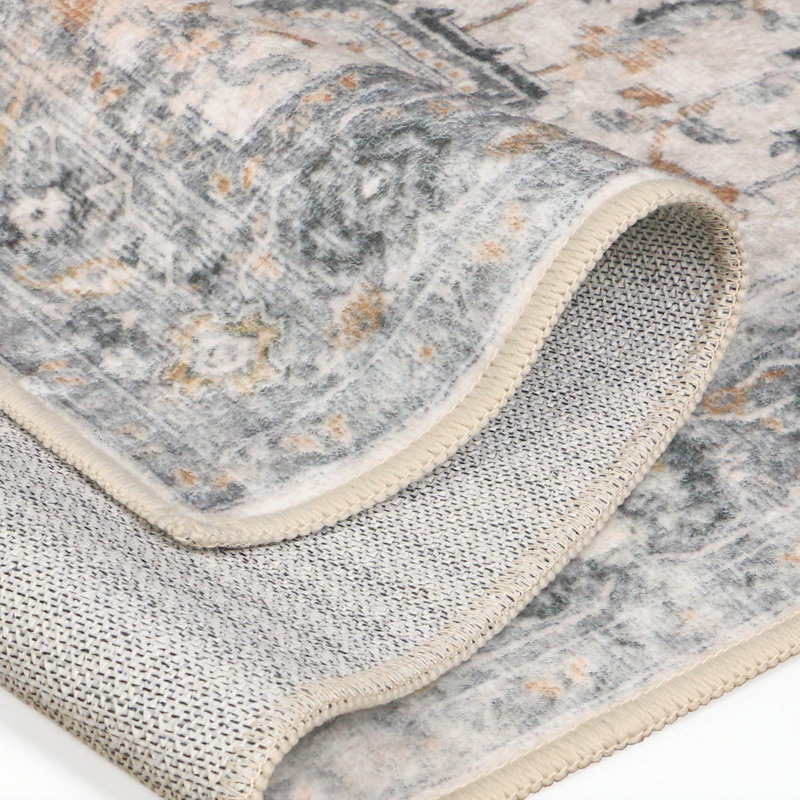 Roehit Beige/Brown Washable Non-Slip Area Rug