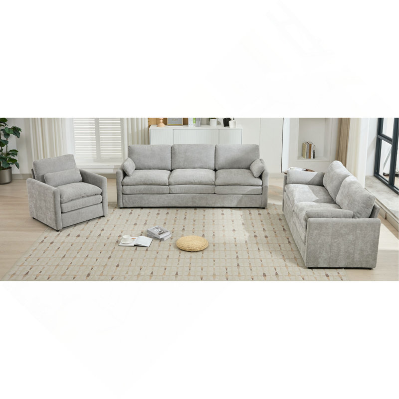 Ensemble de canapé rembourré Cozy, Gris clair