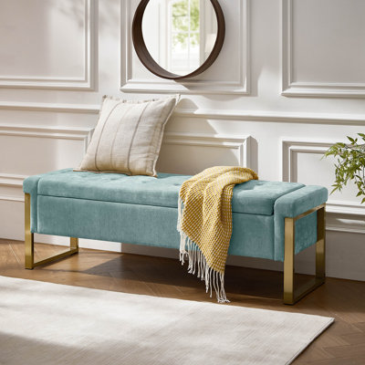 Shanieka 55.3'' W Modern Upholstered Flip Top Storage Bench with Button-Tufted and Metal Foots