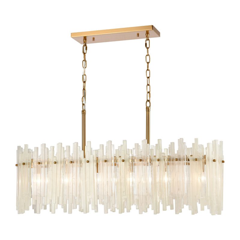 Lustre linéaire à 6 lumières de 36 po de largeur Danyah - laiton vieilli